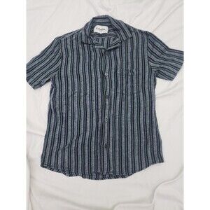 Corridor NYC 100% cotton Mens XS Blue Button Up Shirt stripe Camp